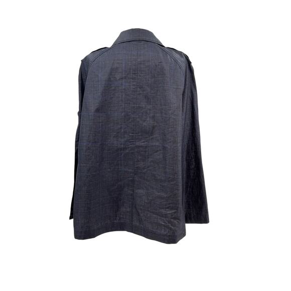 Brooks Brothers Cape Jacket Coated Plaid Check Print Linen Blue Size Large - Picture 6 of 12